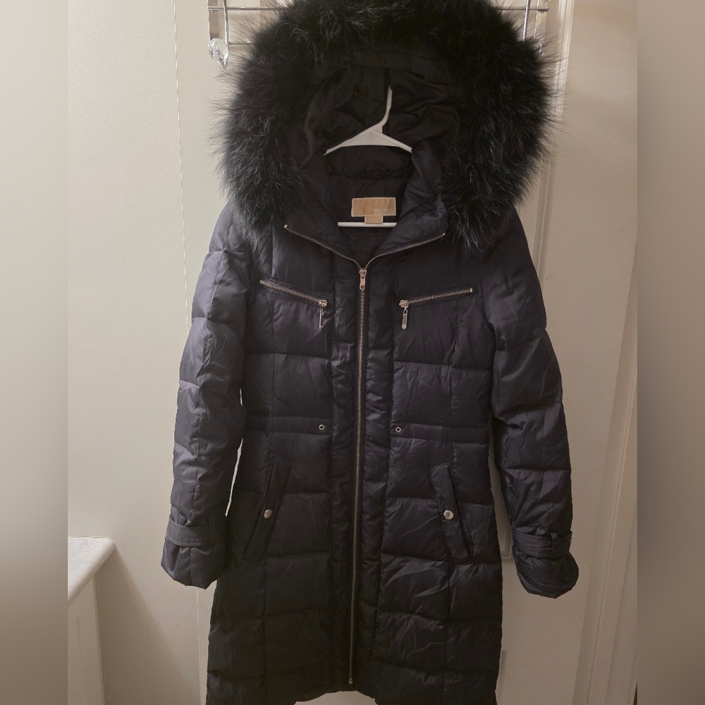 MICHAEL Michael Kors Black Fur-Trimmed Puffer Jacket